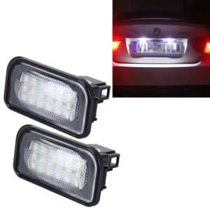 Upgrade Your Mercedes-Benz: 2 PCS License Plate Lights, 18 SMD-3528 Lamps, 2W 120LM, 6000K, DC12V, Canbus (White Light)