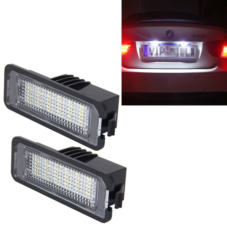 Volkswagen License Plate Light Set - 2 PCS, 18 SMD-3528 Lamps, 120LM, 6000K 1 Volkswagen License Plate Light Set - 2 Pcs, 18 Smd-3528 Lamps, 120Lm, 6000K