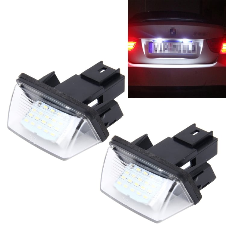 2 PCS LED License Plate Lights with 24 SMD-3528 Lamps for Peugeot Citroen 1 2 Pcs Led License Plate Lights With 24 Smd-3528 Lamps For Peugeot Citroen