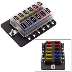 12 Out Fuse Box PC Terminal Block Kit with LED Indicator for Car, Boat, Truck