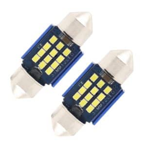 2pcs 31mm 12LEDs SMD Car Reading Lamp Dome Light - Bright 6000K 1W 60LM