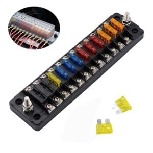 12 Way Fuse Box w/ 24 Fuses for Auto Car Truck Boat - Independent Positive/Negative