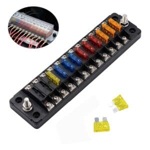 12 Way Positive Negative Fuse Box with 24 Fuses for Car, Truck, Boat