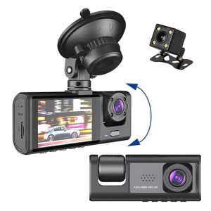 3-lens HD Night Vision Car Driving Recorder with Rear View Camera