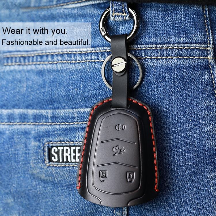 Cadillac Car Cowhide Leather Key Case for four keys - Premium Protection 6 Cadillac Car Cowhide Leather Key Case For Four Keys - Premium Protection - Image 6