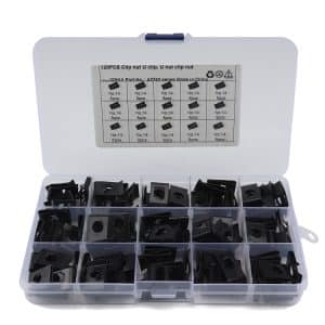 120-Piece Black U Nut Kit - Zinc Spire Clips, No.14 Speed Fasteners for Lug Nuts
