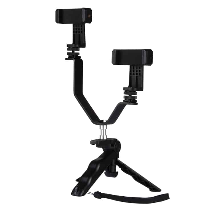 Foldable Tripod with Dual Phone Clips for iPhone, Samsung, Huawei - Live Broadcast Ready 2 Foldable Tripod With Dual Phone Clips For Iphone, Samsung, Huawei - Live Broadcast Ready - Image 2