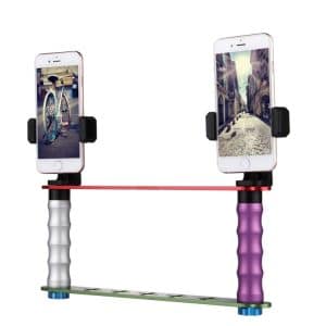 Dual Hand-held Smartphone Live Broadcast Mount Kit - 2x Phone Clips, For iPhone, Samsung, Huawei, Xiaomi - Ideal for Selfies!