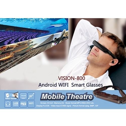 VISION-800 Android 4.4 Smart Glasses 3D VR Headset, 1GB+2GB, 5.0MP Camera, WiFi, Bluetooth 12 Vision-800 Android 4.4 Smart Glasses 3D Vr Headset, 1Gb+2Gb, 5.0Mp Camera, Wifi, Bluetooth - Image 12