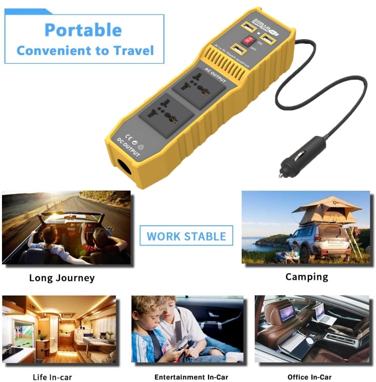 300W Car Power Inverter - Convert 12V to 220V with 3 USB Ports 6 300W Car Power Inverter - Convert 12V To 220V With 3 Usb Ports - Image 6