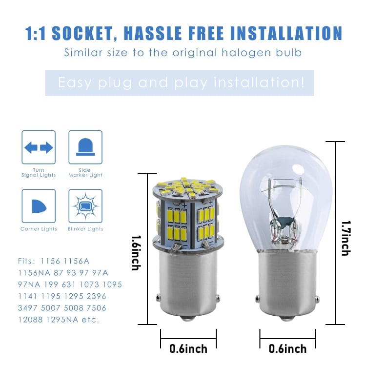 Upgrade Your Car with 1156-54SMD-2835 White Light Turn Signals - 6000K 1080LM 3 Upgrade Your Car With 1156-54Smd-2835 White Light Turn Signals - 6000K 1080Lm - Image 3