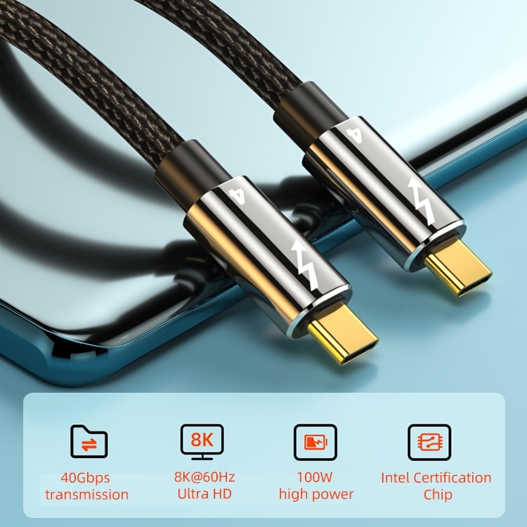 100W Thunderbolt 4 Type-C to Type-C Data Cable - Multiple Length Options 2 Eda004004701 1.Jpg