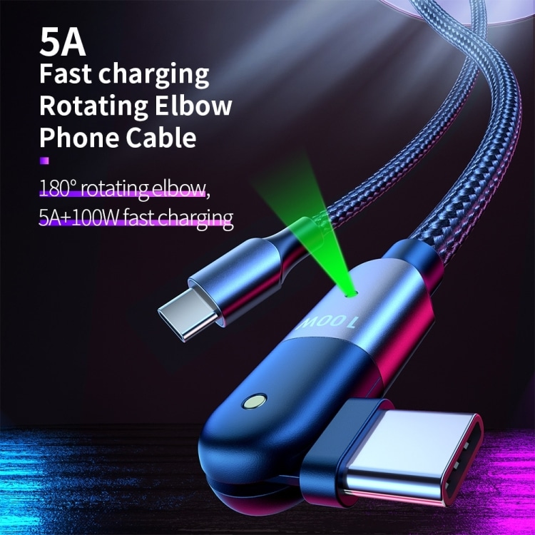 100W 5A USB-C to USB-C 180° Rotating Elbow Fast Charging Cable 3 Eda00789901A 2.Jpg
