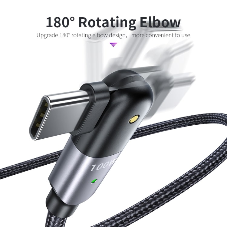 100W 5A USB-C to USB-C 180° Rotating Elbow Fast Charging Cable 4 Eda00789901A 3.Jpg
