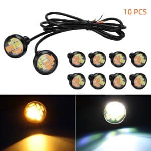 10-Piece 23mm 12LEDs Motorcycle Eagle Eye Light, DC9-80V SMD-4014 for Powerful Illumination