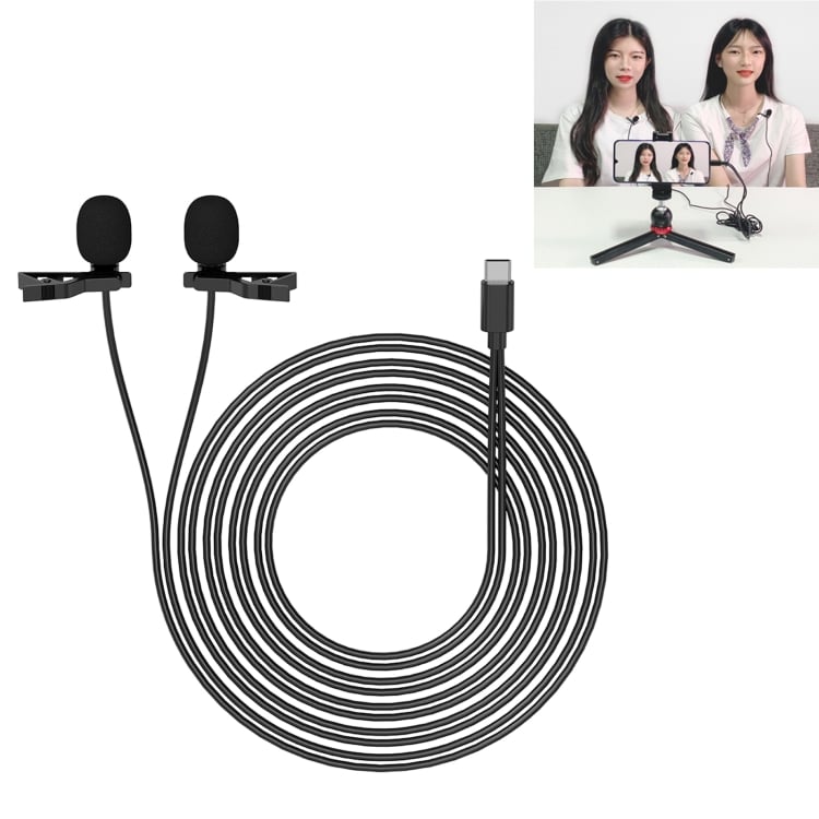 YELANGU MY3 Double Clip Lavalier Microphone for Live Broadcast - 2.5m Length 1 Yelangu My3 Double Clip Lavalier Microphone For Live Broadcast - 2.5M Length