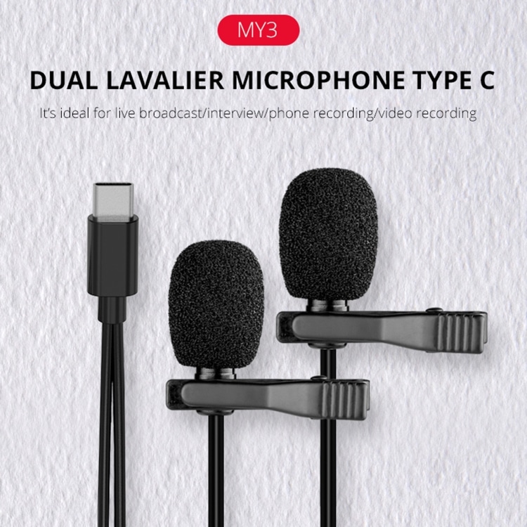 YELANGU MY3 Double Clip Lavalier Microphone for Live Broadcast - 2.5m Length 4 Yelangu My3 Double Clip Lavalier Microphone For Live Broadcast - 2.5M Length - Image 4