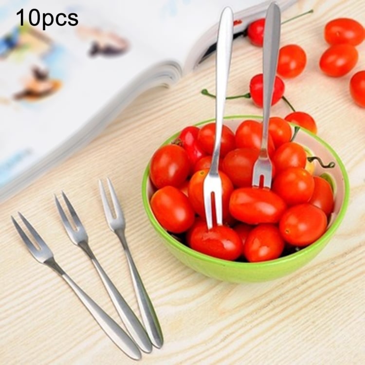10-Piece Stainless Steel Fruit Fork Set - Creative Environmental Small Prongs 1 10-Piece Stainless Steel Fruit Fork Set - Creative Environmental Small Prongs