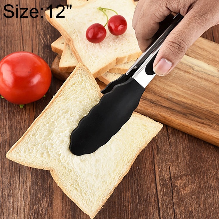 12" Silicone Non-slip Food Bread BBQ Clip Tongs - Kitchen Essential 1 12&Quot; Silicone Non-Slip Food Bread Bbq Clip Tongs - Kitchen Essential