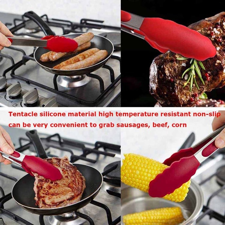 12" Silicone Non-slip Food Bread BBQ Clip Tongs - Kitchen Essential 7 12&Quot; Silicone Non-Slip Food Bread Bbq Clip Tongs - Kitchen Essential - Image 7