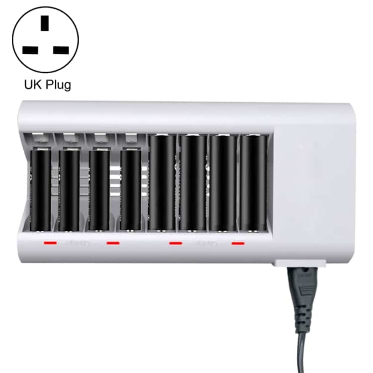 Versatile 8 Slot Battery Charger for AA & AAA Batteries, UK Plug Compatible 1 Versatile 8 Slot Battery Charger For Aa &Amp; Aaa Batteries, Uk Plug Compatible