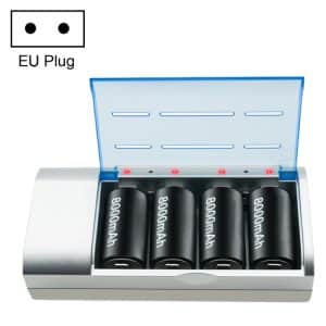 🔋EU Plug 4-Slot Battery Charger for AA/AAA/C/D Sizes, AC 100-240V Input • Efficient Charging