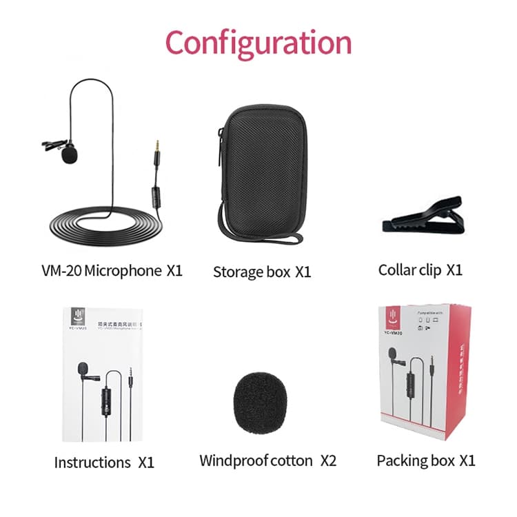 YICHUANG YC-VM20 Omnidirectional Lavalier Microphone, 6m Cable, 3.5mm Port 3 Yichuang Yc-Vm20 Omnidirectional Lavalier Microphone, 6M Cable, 3.5Mm Port - Image 3