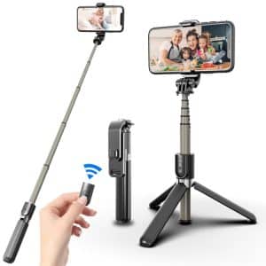 Aluminum Bluetooth Selfie Stick Tripod, Foldable L03 Alloy - Hands-Free Photos Highly Portable