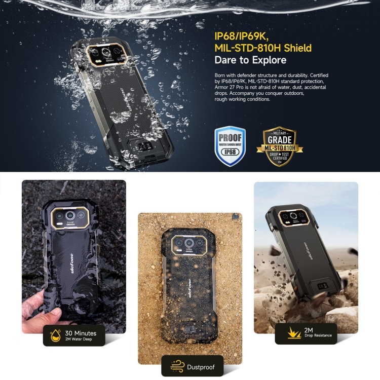 Ulefone Armor 27 Pro Rugged Phone: Night Vision, 12GB+256GB, 10600mAh, 5G & NFC 5 Mph6547B 4.Jpg