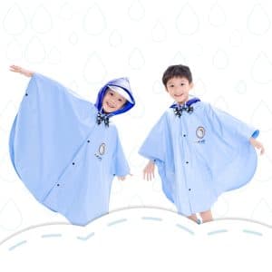 British Style Cartoon Kids Reusable Hooded Raincoat for Ages 3+