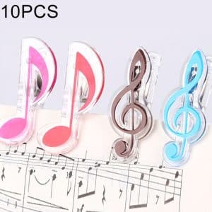 Deluxe Stainless Steel Spring Music Note Book Clip Set - 10 PCS, Random Color