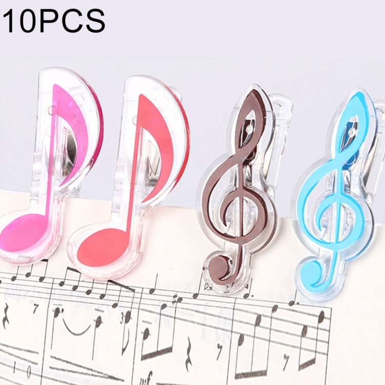 Deluxe Stainless Steel Spring Music Note Book Clip Set - 10 PCS, Random Color 1 Deluxe Stainless Steel Spring Music Note Book Clip Set - 10 Pcs, Random Color
