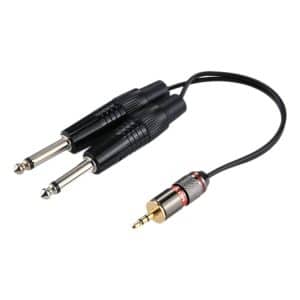 Premium 3.5mm Male to Dual 6.35mm Male Mono Audio Adapter Cable - 27cm