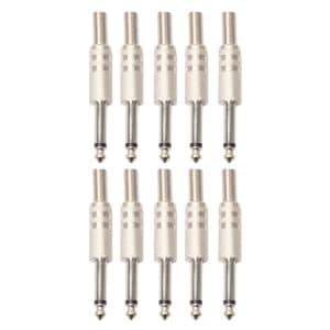 10 PC 6.5mm Plug Zinc Alloy 2-Pin Audio Connector - Welded Type, 6.35 Audio Plug