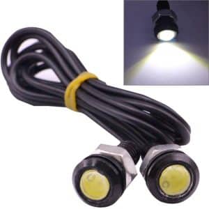 2x 2W Waterproof Eagle Eye White LED Lights for Vehicles (2PCS), 60cm Cable