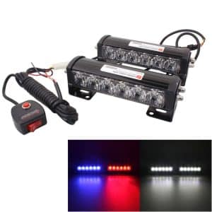 6" 6 LED 2 x 18W Car Flash Warning Light - Red+Blue Change to White - Waterproof