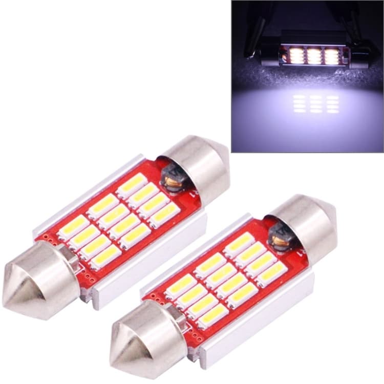 2 PCS 36mm 3.5W 180LM White Light 12 LED SMD 4014 CANBUS License Plate Reading Lights Car Light Bulb 1 2 Pcs 36Mm 3.5W 180Lm White Light 12 Led Smd 4014 Canbus License Plate Reading Lights Car Light Bulb