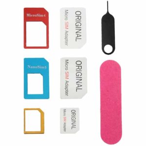 Universal SIM Card Adapter Kit for iPhone: Nano to Micro & Standard, Micro to Standard, Holder Eject Pin - Compatible with iPhone 5, 5S, 4, 4S