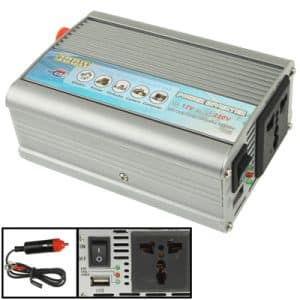 300W Car Inverter: DC 12V to AC 220V, USB Port, Silver - Power on the Go
