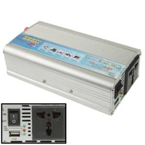 500W Car Power Inverter, DC 12V to AC 220V, USB Port, Silver Finish