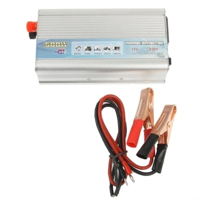 500W Car Power Inverter, DC 12V to AC 220V, USB Port, Silver Finish 5 500W Car Power Inverter, Dc 12V To Ac 220V, Usb Port, Silver Finish - Image 5
