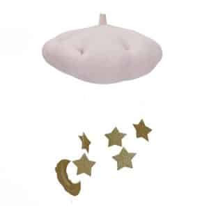 Magical Baby Nursery Ceiling Mobile with Clouds, Moon & Stars - Kids Room Decor