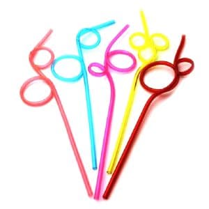 10-Piece Set: Creative Plastic Curved Straws, Assorted Colors, Eco-Friendly Design