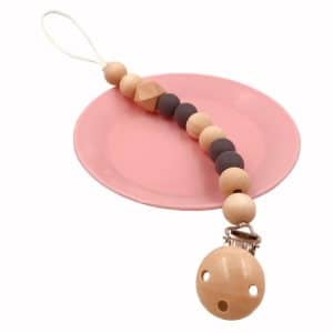 Wooden Baby Pacifier Clip Chain | Soother Holder Leash Strap for Infant Feeding
