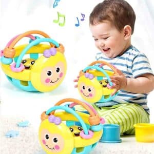 Cartoon Bee Hand Knocking Rattle Dumbbell: Fun & Educational Toy for Kids