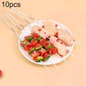 10pc Metal Square Flat BBQ Skewers Set - Durable Stainless Steel Outdoor Cooking