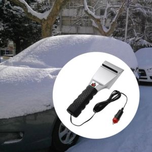 12V Electric Heated Car Ice Scraper - Snow Removal Shovel with Cigarette Lighter