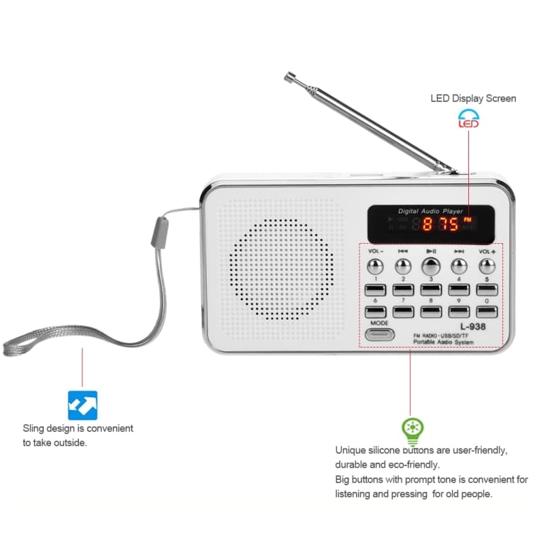 L-938 MP3 Player FM Radio SD MMC Card AUX-IN Earphone-out, 5 Colors Available 6 L-938 Mp3 Player Fm Radio Sd Mmc Card Aux-In Earphone-Out, 5 Colors Available - Image 6