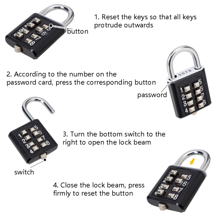 Secure Your Possessions: 2 PCS 10-Bit Button Password Lock for Cabinets, Tool Boxes 5 Secure Your Possessions: 2 Pcs 10-Bit Button Password Lock For Cabinets, Tool Boxes - Image 5