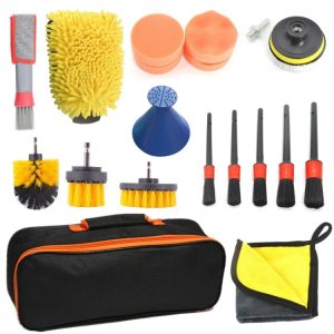 19-Piece Car Cleaning Brush & Washing Glove Tool Set - Complete Beauty Solution